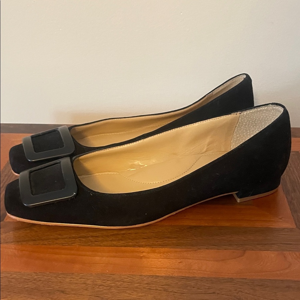 Talbots Black Suede Flats with Buckle - Picture 4 of 7